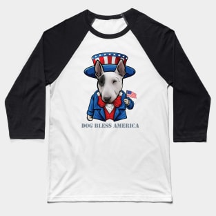 Bull Terrier Dog Bless America Baseball T-Shirt